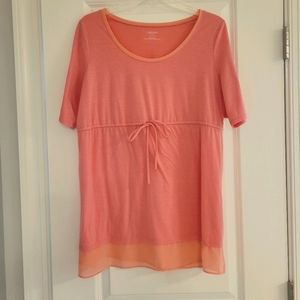 Pink Maternity Top with Built-in Tie